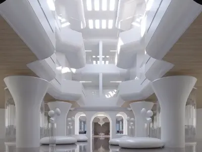 Futuristic Shopping Center 3D model