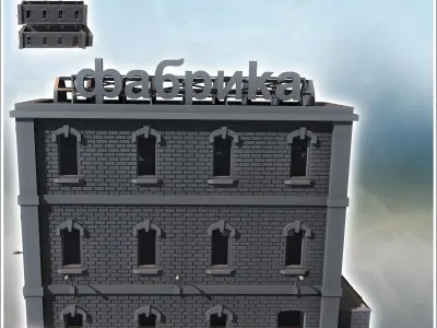 Russian brick factory with floors annex wall and flat roof 2 - M 3D print model purchase