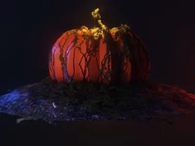Halloween pumpkin with expressions Low-poly 3D model