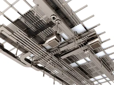 Pipes industrial ceiling 3D model