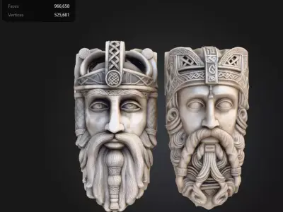 Ancient Viking Kings Bas Relief 3D model