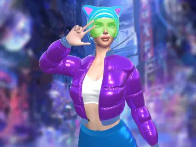 Sci-Fi Cat Girl Low-poly 3D model