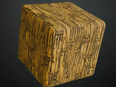 Weathered Yellow Painted Wood Planks with Rivets PBR Texture