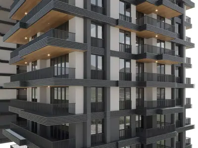 Modern residential building 3D model buy