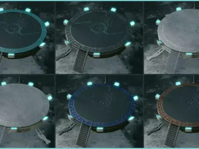 Sci-fi Landing Platform Low-poly 3D model