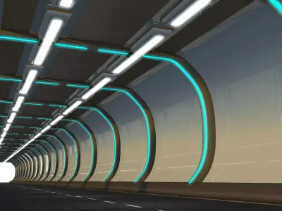 Sci Fi Tunnel 3D model 40