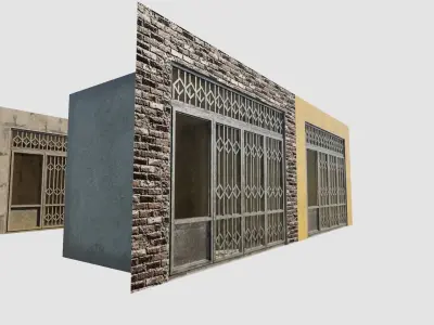 street shops with 3k pbr textures Low-poly 3D model