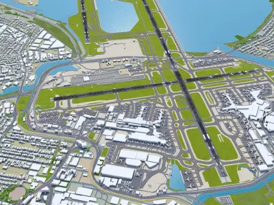 Sydney Airport 10km Low-poly 3D model