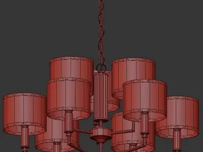 Laurent light chandelier in brass with shades 3D model