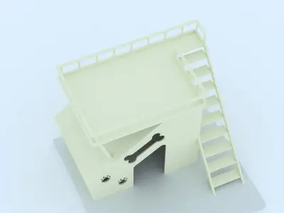 Doghouse dog house with stairs and paw prints 3D model