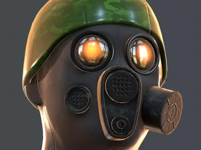 Gas mask helmet 3d model scifi Low-poly  Low-poly 3D model