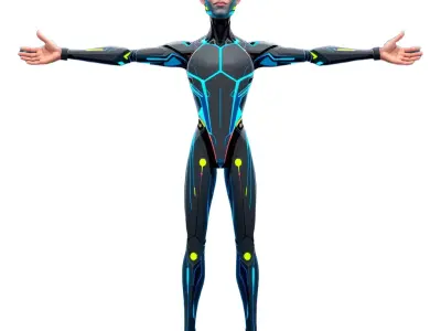 Futuristic Cybersuit Character model pack Low-poly 3D model