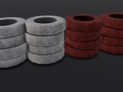 Tire Set 3D Model  Low-poly 3D model