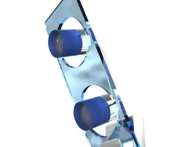 Blue Modern Two Light Lamp 3D model