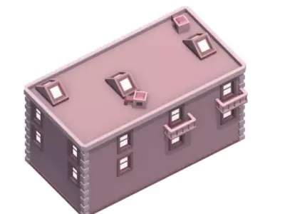 Block-Style Architectural Wonders - Twin Building Collection 3D model