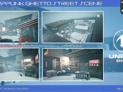 Cyberpunk Ghetto Street UE4 Scene 3D model