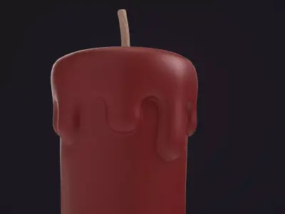 Red Melting Wax Candle 3D model