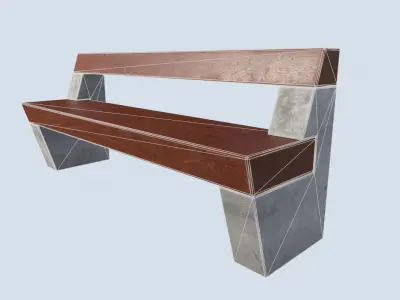 Street bench low poly pbr game ready 3d model Low-poly 3D model