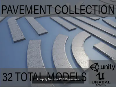 PBR Modular Lowpoly Pavement Mega Pack
