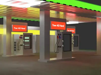 Gas Station Pack Indian  US Fuel Stations  Air Filling Unit Low-poly 3D model