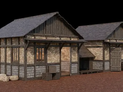 Medieval Village Asset 08 - 4K Textures Game Ready Low-poly 3D model