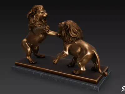 Lion Statue V47 Low-poly 3D model