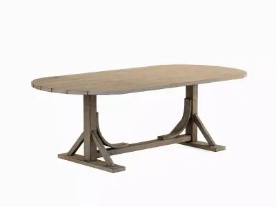 Medieval Wooden Tavern Table 02 Low-poly 3D model