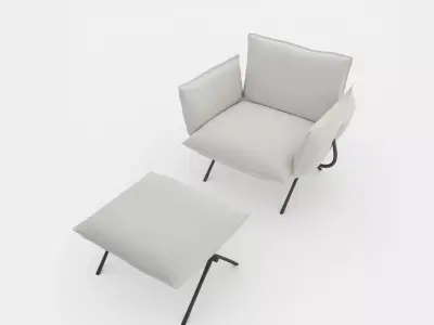 Armchair with ottomane 3D model