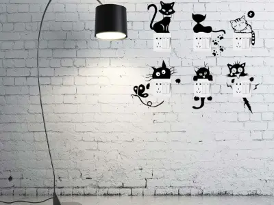 Cats of Light Switch 2D Wall Art  STL and SVG 3D print model