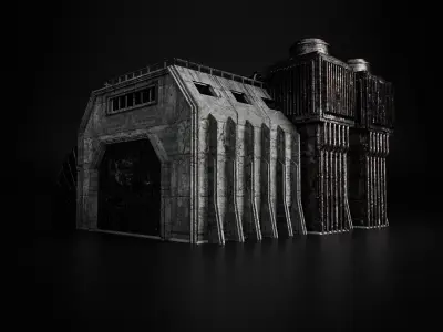 INDUSTRIAL SCIFI BUILDING 01 Low-poly 3D model