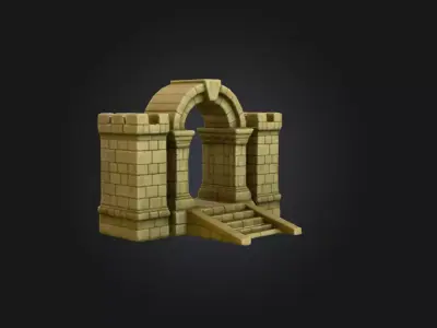 Stone Archway Fortress Low-poly 3D model