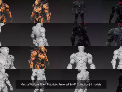 Mecha Warfare Elite - Futuristic Armored Sci-Fi Collection 3D Model Pack