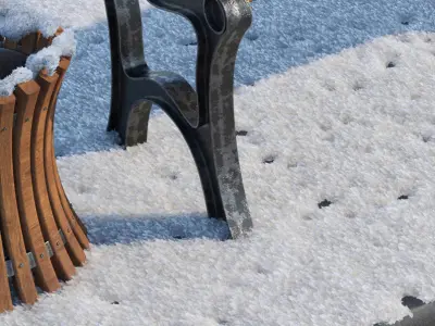 Snow Bench and Sidewalk with street  3D model