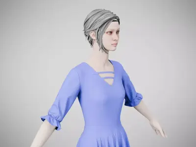 Dress 06 Very Light Blue Low-poly 3D model
