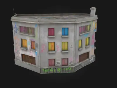 Graffiti Abode  Urban Shelter with Rebellious Flair 3D model