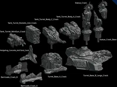 Tanks and Turrets  Destroyed Pack 3D print model