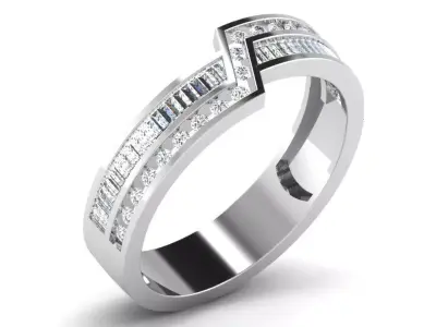 Light Weight White Gold Diamond Ring DR-6472 3D print model