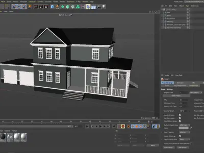 cartoon country cottage Low-poly 3D model