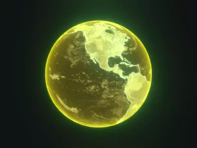 Yellow Hologram Planet Earth Hologram Sci-Fi 3D Model Low-poly 3D model