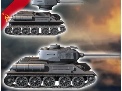 T-34-85 M1945 with bedspring up-armour - Soviet army WW2 Second  3D print model