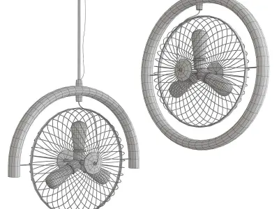 Loft Vintage Style Industriel Lustre Ventilateur 3d model Low-poly 3D model