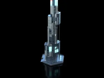 Futuristic Future Modern City Building Skyscraper 28 3D model