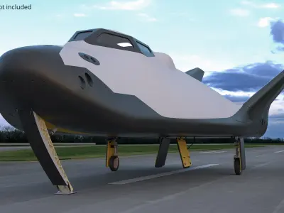  Horizontal Landing Space Vehicle White with Interior Rigged 