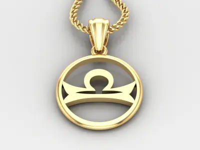 Circle Libra Light Gold Pendant Version 6 3D print model