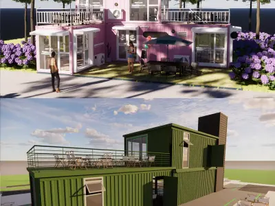 Container coffee shop-13 3D model