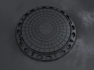 Manhole plate with hole in it Free low-poly 3D model