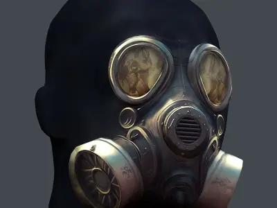 Gas mask helmet 3d model military combat fantasy cyborg Low-poly 3D model