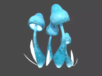 Fantasy Mushroom D02 Blue - Scene Backdrop Design Low-poly 3D model