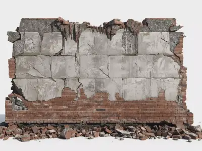 Urban Destroyed Wall 3D Model Low-poly 3D model buy