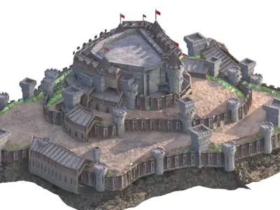 Medieval Town City Building Castle Tower Blender Low-poly 3D model purchase